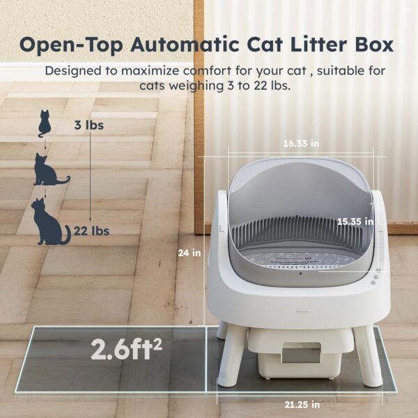Open-Top Self-Cleaning Litter Box — Smart, Safe & Multi-Cat Ready