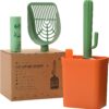 Cactus-Style Cat Litter Scoop Set — Eco-Friendly Dual Shovels, Holder & Trash Bag Storage