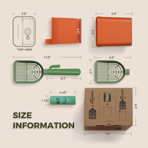 Cactus-Style Cat Litter Scoop Set — Eco-Friendly Dual Shovels, Holder & Trash Bag Storage