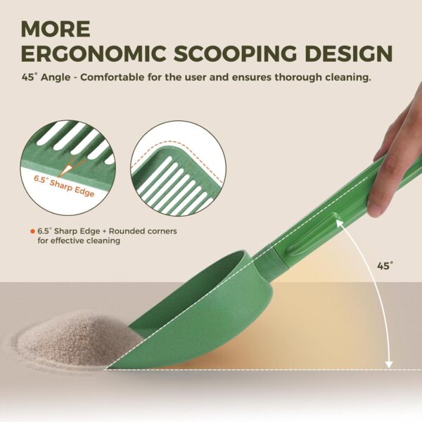 Cactus-Style Cat Litter Scoop Set — Eco-Friendly Dual Shovels, Holder & Trash Bag Storage