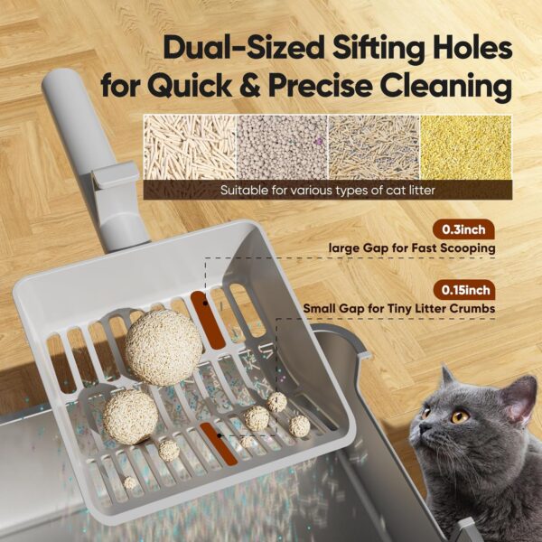 Large Dual-Hole Cat Litter Scoop — Heavy-Duty, Fast Sifting & Long-Handle Comfort