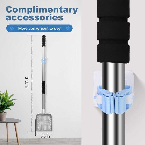 32" Stainless Steel Long-Handle Litter Scoop — Heavy-Duty, Non-Stick & No-Bend Cleaning