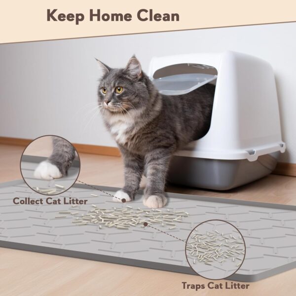 Large Waterproof Silicone Cat Litter Mat — 34" x 22" Anti-Tracking Floor Pad