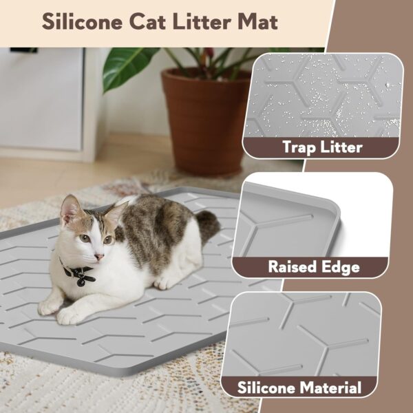 Large Waterproof Silicone Cat Litter Mat — 34" x 22" Anti-Tracking Floor Pad