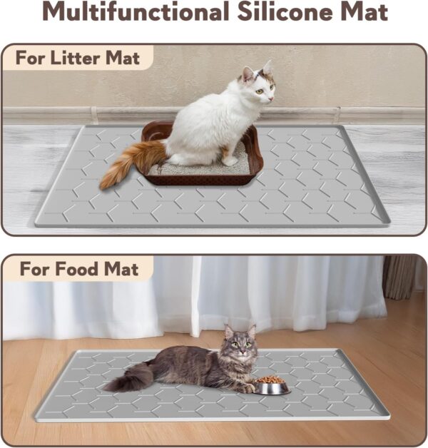 Large Waterproof Silicone Cat Litter Mat — 34" x 22" Anti-Tracking Floor Pad
