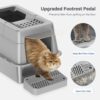 XL 304 Stainless Steel Enclosed Litter Box — Top Entry, 110° Flip Cover & High Sided Anti-Leak Design