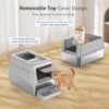 XL 304 Stainless Steel Enclosed Litter Box — Top Entry, 110° Flip Cover & High Sided Anti-Leak Design