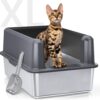 XL Enclosed Stainless Steel Litter Box — Odorless, Leak-Proof & Built for Big Cats