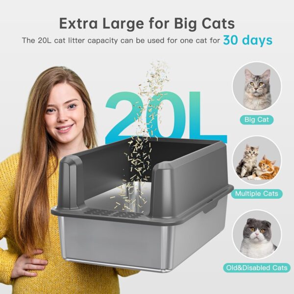 XL Enclosed Stainless Steel Litter Box — Odorless, Leak-Proof & Built for Big Cats