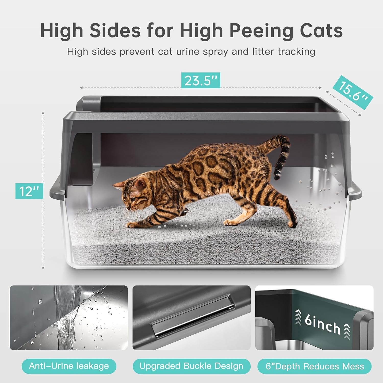 XL Stainless Steel Cat Litter Box
