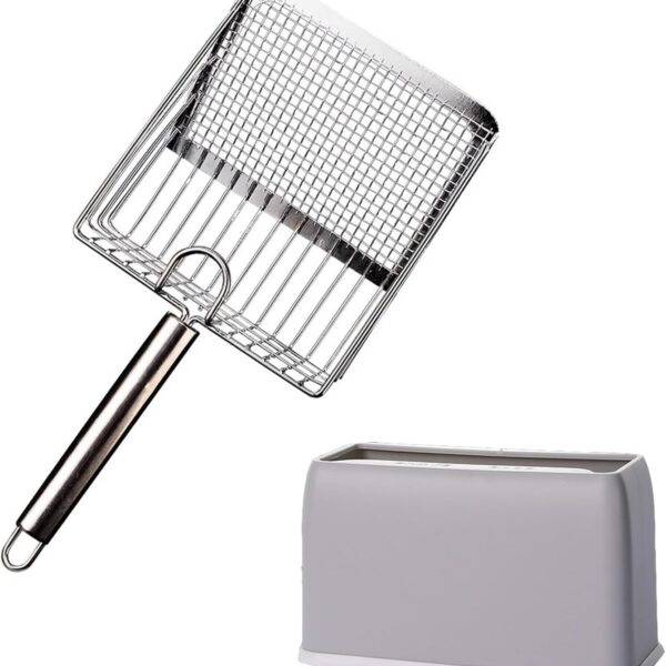 Stainless Steel Cat Litter Scoop — Deep Shovel, Dual-Size Sifting & Ergonomic Anti-Strain Handle