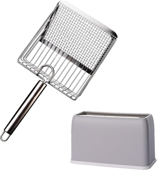Stainless Steel Cat Litter Scoop — Deep Shovel, Dual-Size Sifting & Ergonomic Anti-Strain Handle