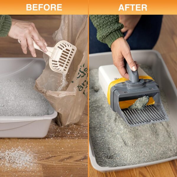 XL Bag-Ready Cat Litter Scoop — Mess-Free, One-Handed Scooping with Waste Bin & 60 Refill Bags