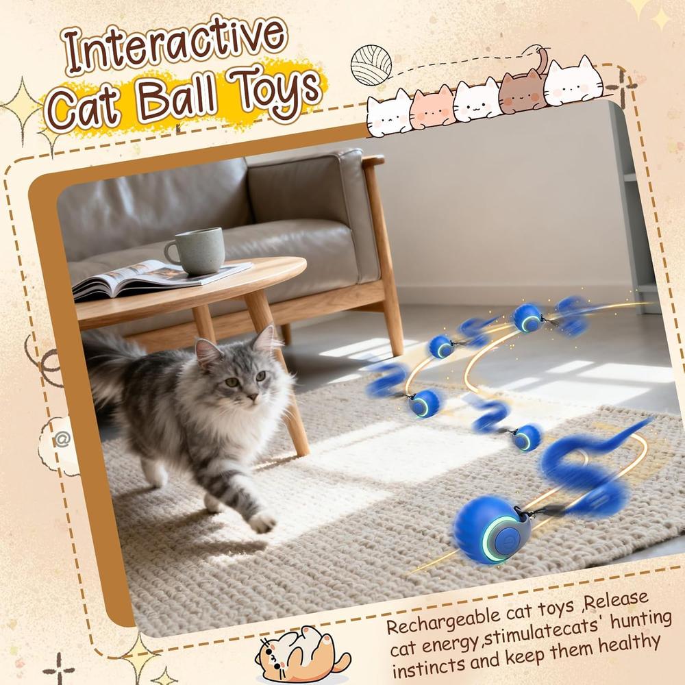 Automatic Interactive Cat Toy Balls with Tails
