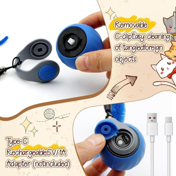 2-Pack Automatic Interactive Cat Toy Balls – USB-Rechargeable Smart Rolling Balls with 6 Detachable Tails, Dual Speed Modes for Indoor Cats