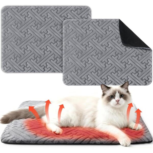 2-Pack Self-Warming Cat Mats with Removable Washable Cover