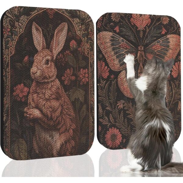 2-Pack Wall-Mountable Cat Scratch Pads – Artistic Cardboard Cat Scratcher Boards for Indoor Cats