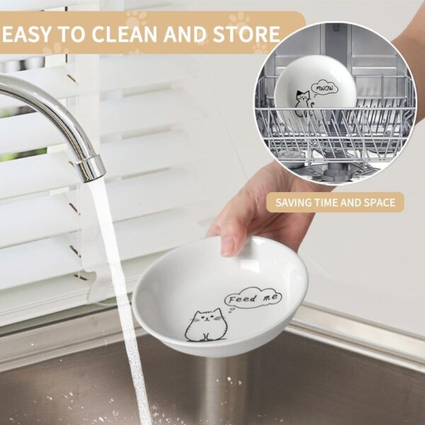 2-Piece Shallow Ceramic Cat Bowls — Whisker-Friendly, Non-Slip & Microwave Safe (5-Inch Set)