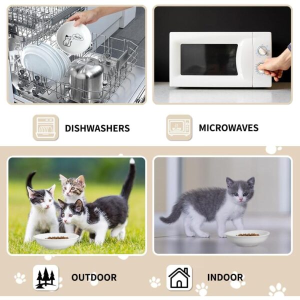 2-Piece Shallow Ceramic Cat Bowls — Whisker-Friendly, Non-Slip & Microwave Safe (5-Inch Set)