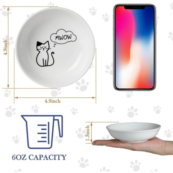 2-Piece Shallow Ceramic Cat Bowls — Whisker-Friendly, Non-Slip & Microwave Safe (5-Inch Set)