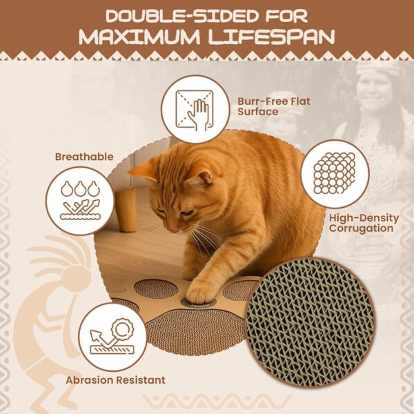 2-in-1 Oval Cat Scratcher Bed – Corrugated Cardboard Lounge & Furniture-Saving Scratch Pad for Indoor Cats