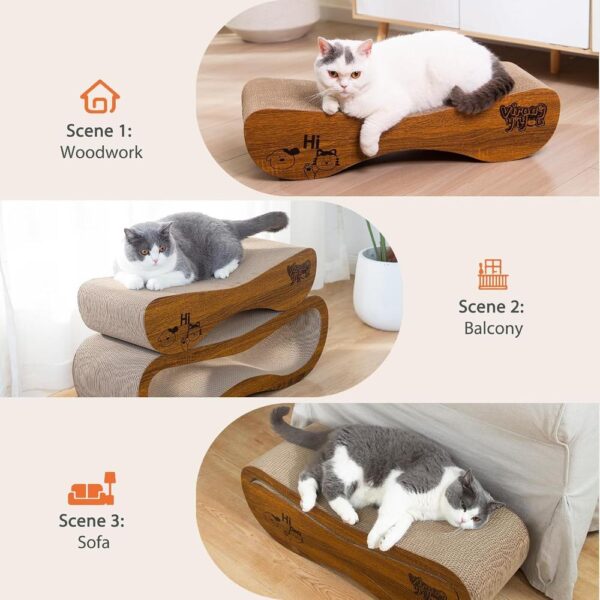 2-in-1 Reversible Cat Scratcher Set — Dual Lounge Boards for Stretching, Scratching & Relaxing
