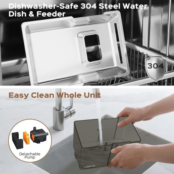 2.2L Arch-Spout Stainless Steel Pet Fountain — Quiet, Hygienic & Easy-Refill Design