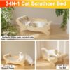 3-in-1 Wooden Cat Scratcher Bed — Hammock Lounge, Scratching Post & Perch for Indoor Cats