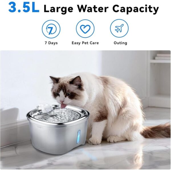 3.5L Stainless Steel Cat Water Fountain — Quiet Flow, Multi-Mode Hydration & Easy-Clean Design