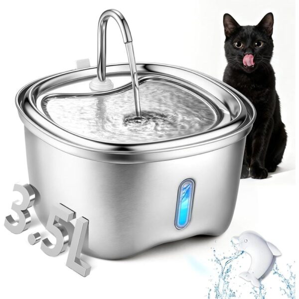 3.5L Stainless Steel Cat Water Fountain — Quiet Flow, Multi-Mode Hydration & Easy-Clean Design