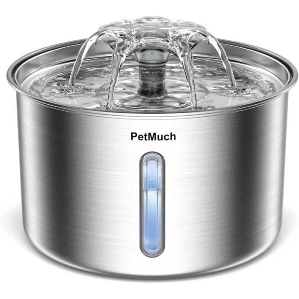 3L Stainless Steel SilentStream Cat Fountain — LED Water Window & Triple-Purified Waterfall Flow