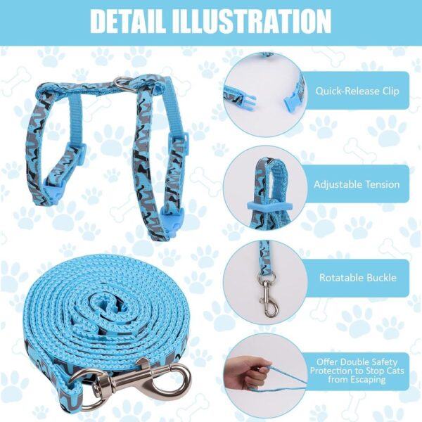 3PCS Cat Harness & Leash Set – Adjustable Escape-Proof Kitten Walking Collar with Breathable Lightweight Design