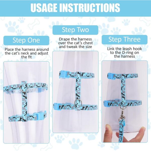 3PCS Cat Harness & Leash Set – Adjustable Escape-Proof Kitten Walking Collar with Breathable Lightweight Design