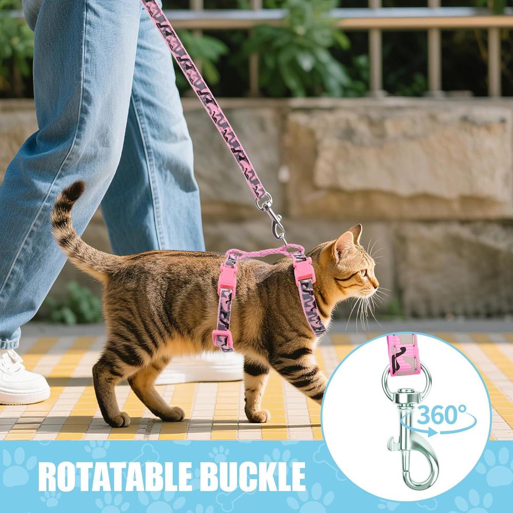 3PCS Cat Harness and Leash Set Adjustable Escape Proof Kitten Collar