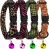 4-Pack Breakaway Cat Collars with Bells – Adjustable Soft Nylon Safety Collars