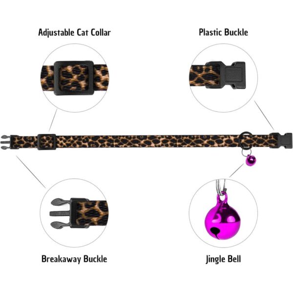 4-Pack Breakaway Cat Collars with Bells – Adjustable Soft Nylon Safety Collars