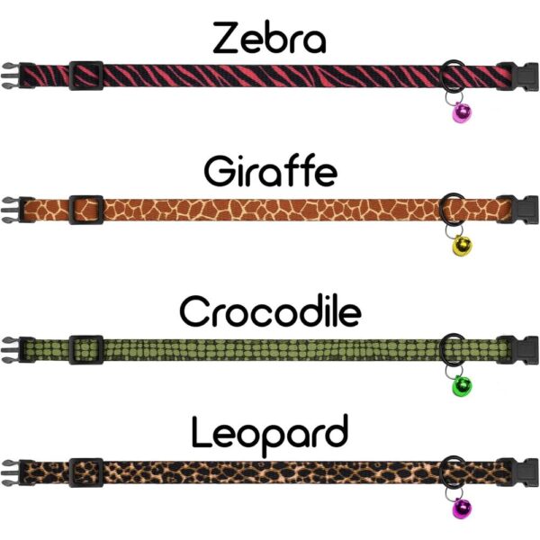 4-Pack Breakaway Cat Collars with Bells – Adjustable Soft Nylon Safety Collars