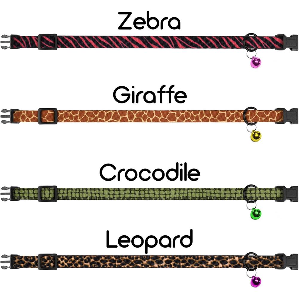 4 Pack Breakaway Cat Collars with Bell Cute Adjustable Nylon Prints