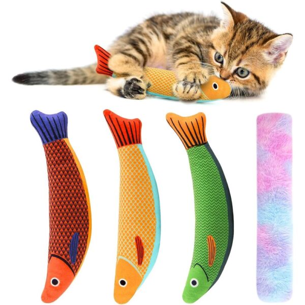 4-Pack Plush Cat Toys – Catnip-Infused Interactive Chew Set for Indoor Cats