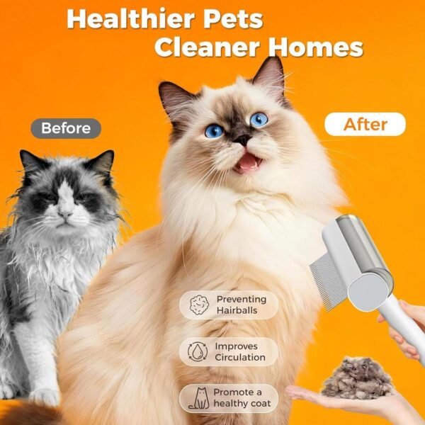 4-in-1 Cat Grooming Brush – Shedding, Dematting, Lint Removal & Anti-Static Spray Tool for Long & Short Hair Cats