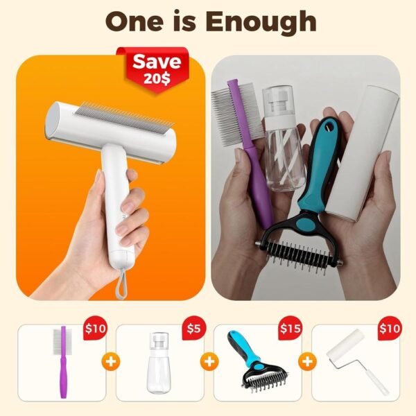 4-in-1 Cat Grooming Brush – Shedding, Dematting, Lint Removal & Anti-Static Spray Tool for Long & Short Hair Cats
