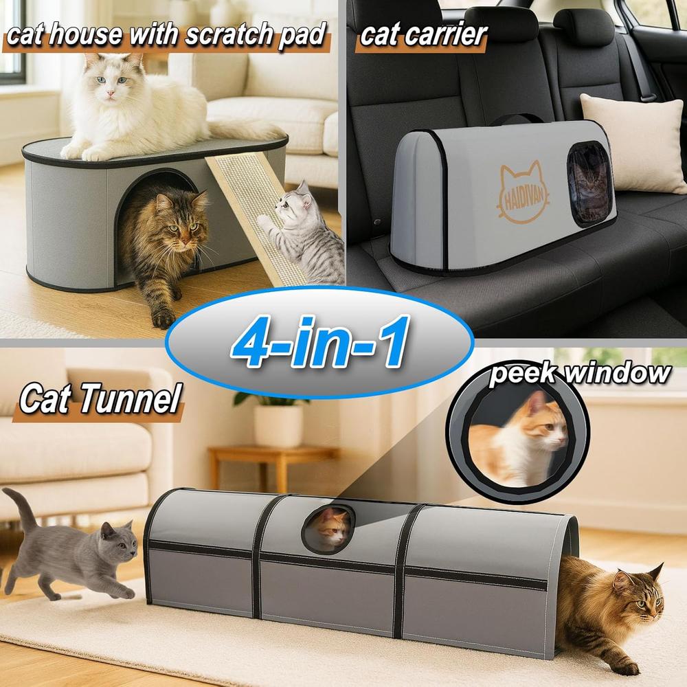 4-in-1 Cat Tunnel House Carrier Scratcher Modular System