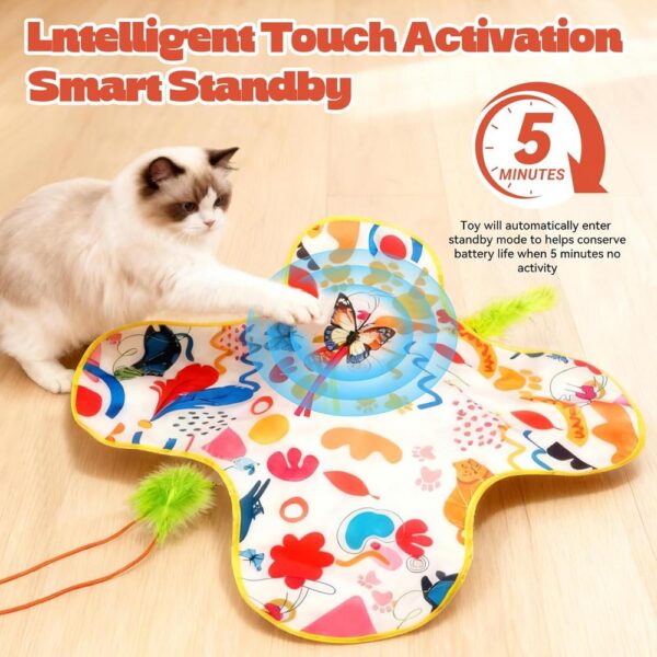 4-in-1 Rechargeable Interactive Cat Toy – Automatic Butterfly, Feather & Hide-and-Seek Play with Realistic Sounds