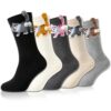 5 Pairs Funny Cat Socks with Pom-Pom Balls – Cute 3D Cat Crew Socks for Women, Cozy Gift Set for Cat Lovers