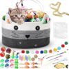 76-Piece Cat Toy Gift Set with Woven Storage Basket – Interactive Indoor Kitten Toys, Springs, Balls, Plush Mice & Wand Toys