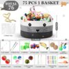 76-Piece Cat Toy Gift Set with Woven Storage Basket – Interactive Indoor Kitten Toys, Springs, Balls, Plush Mice & Wand Toys