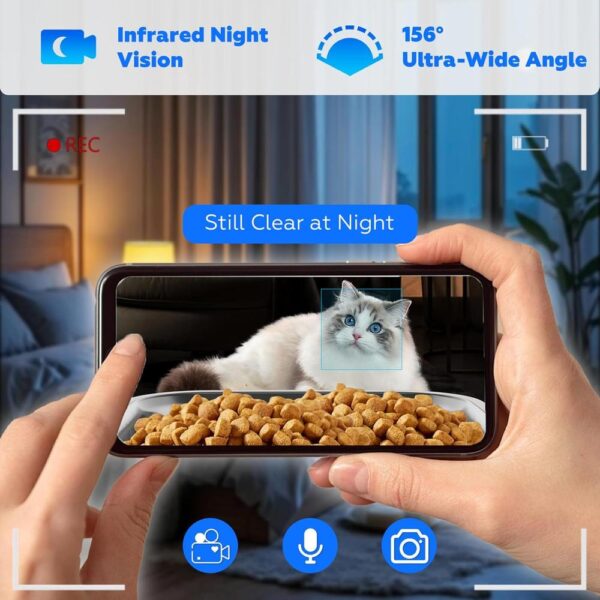 7L Dual-Camera Automatic Cat Feeder for Two Cats – 2K Night Vision, WiFi App Control & Stainless Steel Bowls