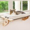 Adjustable Cat Window Perch with Cushion — Wooden Frame, No-Drill Mount & Cozy Hammock Seat