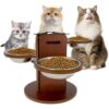 Adjustable Elevated Cat Bowl Stand — 3 Stainless Steel Bowls & 3-Height Bamboo Feeding Station