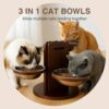 Adjustable Elevated Cat Bowl Stand — 3 Stainless Steel Bowls & 3-Height Bamboo Feeding Station